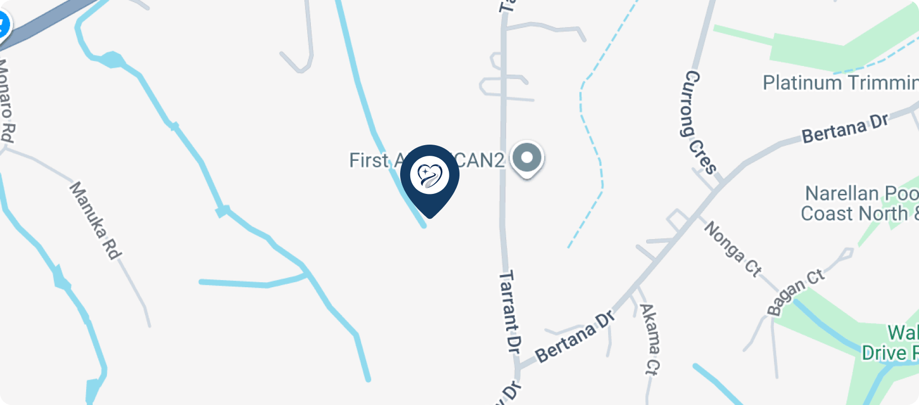 Map showing our office at 33A Tarrant Dr, Mudgeeraba