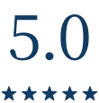 5.0 rating, five stars